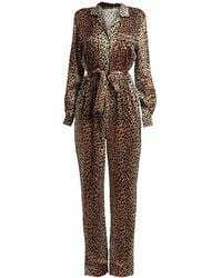 Dolce & Gabbana - Leopard Print Satin Jumpsuit - Lyst