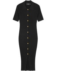 Versace - Short-Sleeved Knitted Midi Shirt Dress - Lyst
