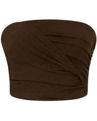 Ganni - Ruched Bandeau Crop Top - Lyst