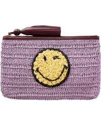Anya Hindmarch - Tasseled Leather-Trimmed Raffia Clutch Bag - Lyst