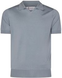 Brunello Cucinelli - Short Sleeved Ribbed Polo Shirt - Lyst