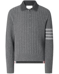 Thom Browne - Baby Cable Stitch 4-Bar Long Sleeve Polo Shirt - Lyst