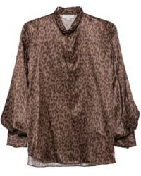 Antonelli - Leopard Print Standcollar Blouse - Lyst