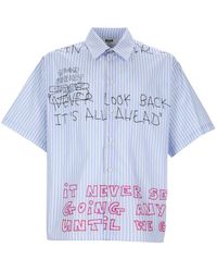 MSGM - Cotton Graphic Shirt (Size 40) - Lyst