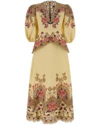 FARM Rio - Floral-Embroidered V-Neck Midi Dress - Lyst
