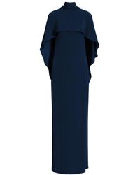 Alberta Ferretti - Long Dress With Cape Detail And Back Bow - Lyst