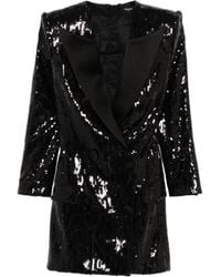 Balmain - V-Neck Sequinned Mini Dress - Lyst