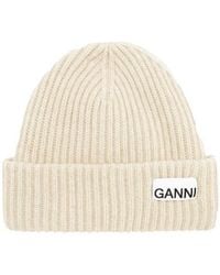 Ganni - Logo Patch Oversized Beanie - Lyst