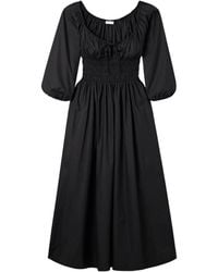 Doen - Quintessa Tie-Detailed Shirred Organic Cotton-Poplin Midi Dress - Lyst