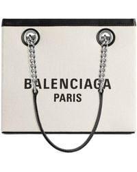 Balenciaga - Paris Logo Printed Squared Small Tote Bag - Lyst