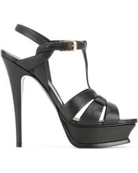 Saint Laurent - Tribute Heeled Leather Sandals - Lyst