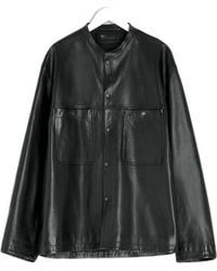 Lemaire - Snap-Closure Patch-Pocket Leather Overshirt - Lyst