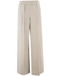 Brunello Cucinelli - Elastic Waist Wide-Leg Pants - Lyst
