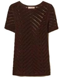 Twinset - Sheer Chevron Knitted Top - Lyst
