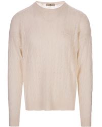 Etro - Logo Embroidered Cable-Knitted Crewneck Jumper - Lyst