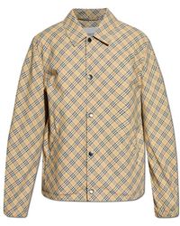 Burberry - Plaid Collared Button-Up Jacket - Lyst