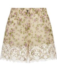 Dior - Christian Floral Printed Lace Detailed Shorts - Lyst