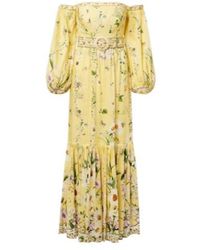 CAMILLA - Floral Linen And Silk Corset Dress - Lyst