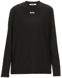 MSGM - Logo Printed Long-Sleeved T-Shirt - Lyst