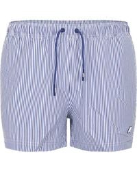 K-Way - Logo Patch Striped Swim Shorts - Lyst