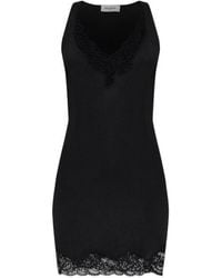 Balmain - V-Neck Lace Trim Mini Dress - Lyst