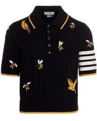 Thom Browne - Bar Birds Bee Intarsia-Knitted Polo Shirt - Lyst