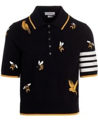 Thom Browne - Bar Birds Bee Intarsia-Knitted Polo Shirt - Lyst
