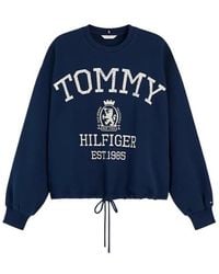 Tommy Hilfiger - Crest Logo-Print Drawstring-Hem Sweater - Lyst
