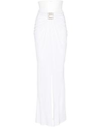 Elisabetta Franchi - Logo-Plaque Ruched Maxi Skirt - Lyst
