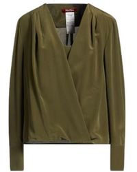 Max Mara - Solid Color Chiffon Long-Sleeve Top - Lyst