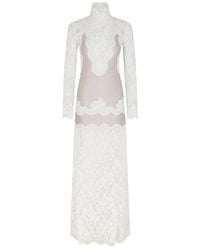 Rabanne - Rabanne Long Lace Panel Jersey Dress - Lyst