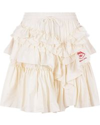 Simone Rocha - Embroidered Asymmetric Ruffled Jersey Mini Skirt - Lyst