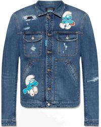 DSquared² - The Smurfs Distressed-Effect Denim Jacket - Lyst