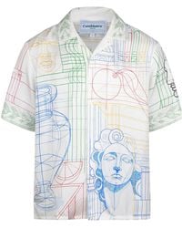 CASABLANCA - Sketchart Print Campcollar Shortsleeve Shirt - Lyst