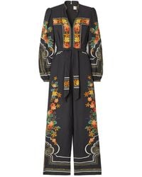 Saloni - Bryce Belted Printed Crepe Jumpsuit - Lyst