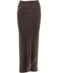 Rick Owens - Ribbed-Waistband Draped Midi Skirt - Lyst