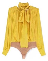 Elisabetta Franchi - Georgette Sash Bodysuit - Lyst