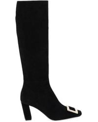 Roger Vivier - Buckle-Detailed Square-Toe Boots - Lyst