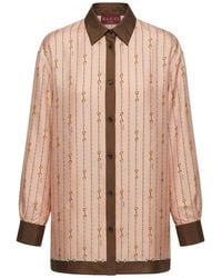 Gucci - Horsebit Stripe Silk Shirt - Lyst