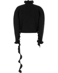 Blumarine - Ruffled Cropped Knitted Sweater - Lyst
