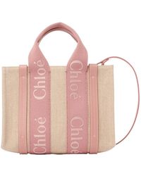 Chloé - Chloé Woody Logo Strap Tote Bag - Lyst
