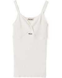 Miu Miu - Logo-Patch Ribbed Top - Lyst