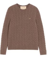 Valentino - Vlogo Signature Cable-Knit Sweater - Lyst