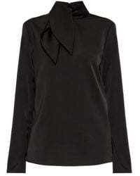 Emporio Armani - Satin Bow-Neck Top - Lyst