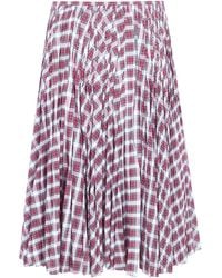 N°21 - Check-Pattern Pleated Midi Skirt - Lyst