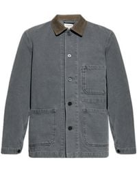 Officine Generale - Corduroy-Collar Denim Shirt Jacket - Lyst
