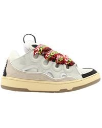 Lanvin - Curb Panelled Lace-Up Sneakers - Lyst