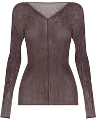 Issey Miyake - V-Neck Chiffon Top - Lyst