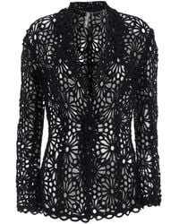 Norma Kamali - Floral-Motif Single-Breasted Jacket - Lyst