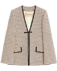 Valentino - Houndstooth V-Neck Tweed Jacket - Lyst